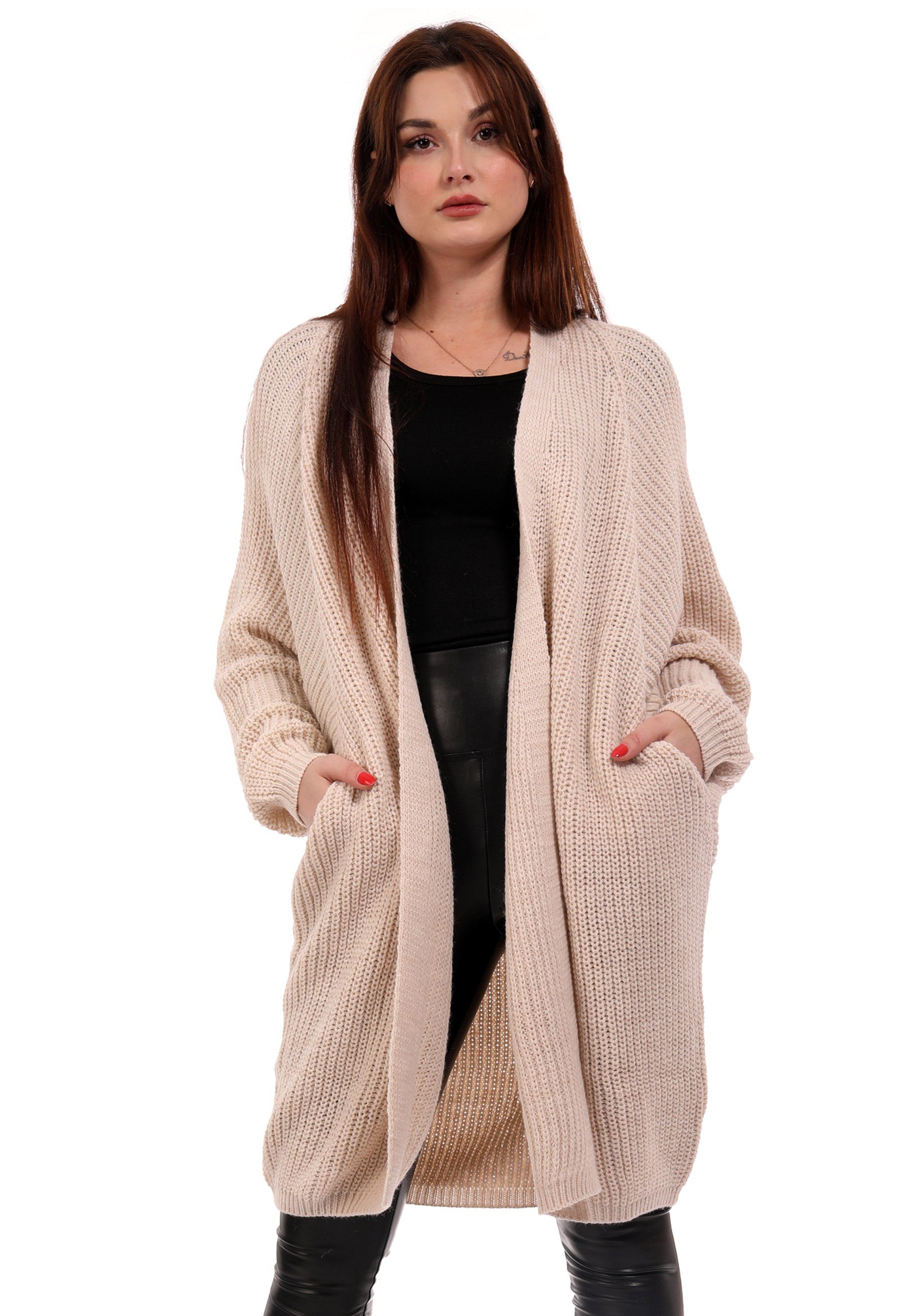 YC Fashion & Style Cardigan Oversize Cardigan Strickjacke Basic verschlusslos Grobstrick Plus Size (1-tlg) casual- mit langen Ärmeln- in offener Form