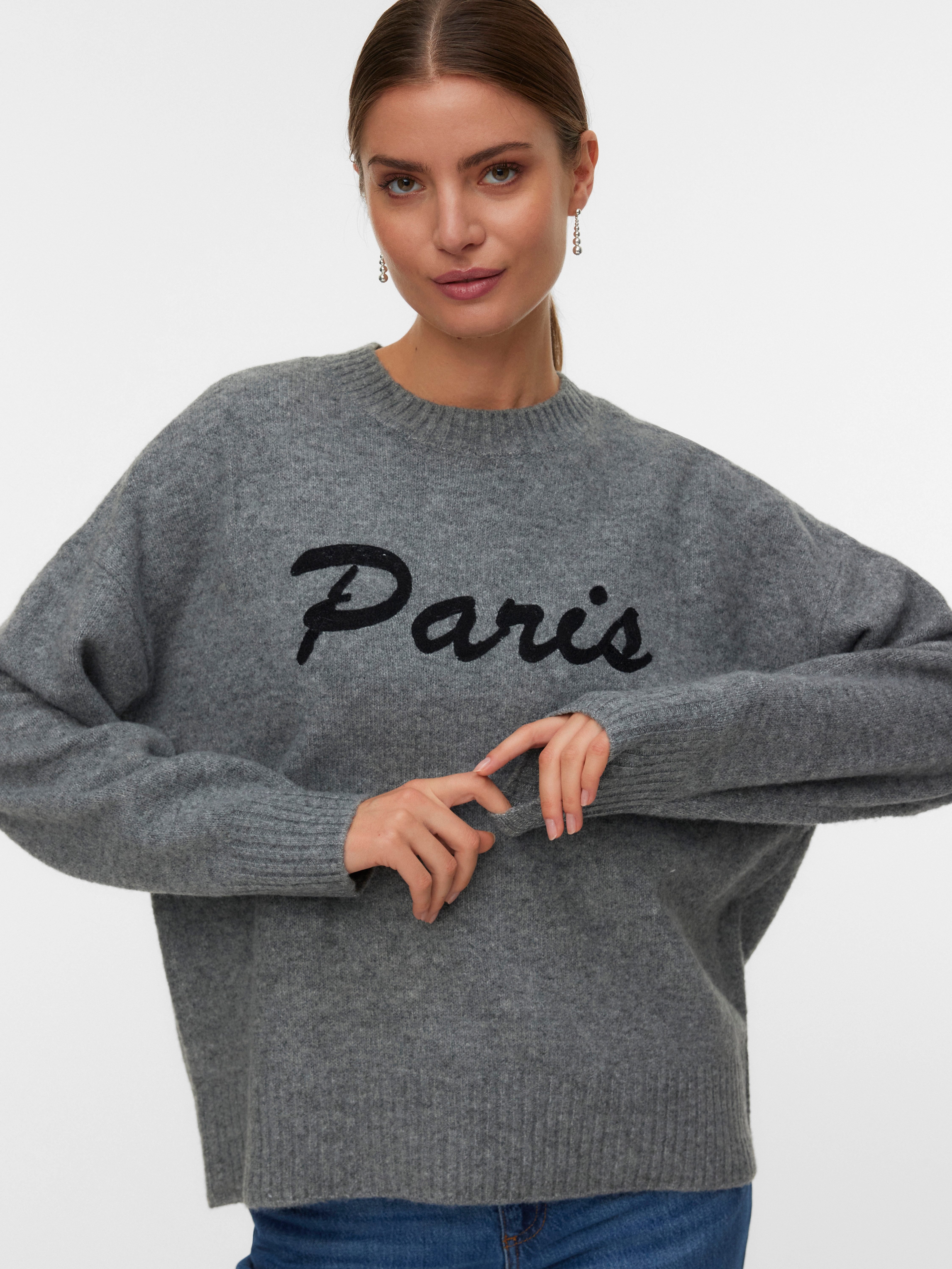 Vero Moda Strickpullover VMBOOM LS O-NECK TEXT PULLOVER NOOS günstig online kaufen