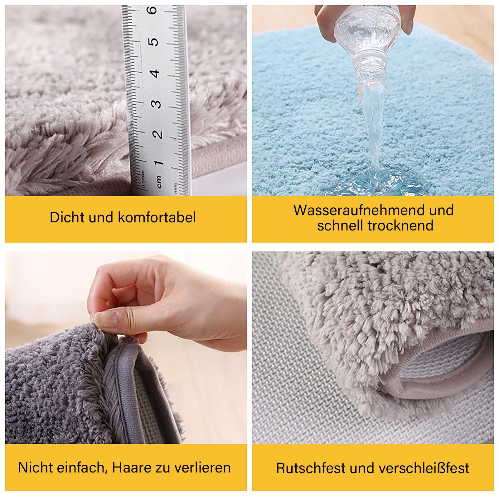 und und Bad trocknend, Perlweiss und rutschfeste strapazierfähig, Küche Badematten, Memory Badedecken Badematte Schaum, trockene für CALIYO, schnell Badteppiche, Polyester, schimmelresistente Flauschige Badteppiche weiche