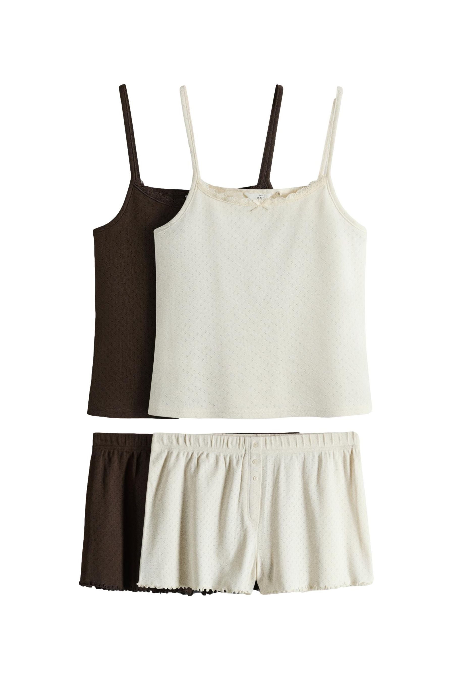 The Set Pyjama The Set Kurzer Pointelle-Schlafanzug, 2er-Pack (4 tlg)