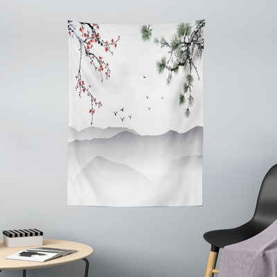 Wandteppich aus Weiches Mikrofaser Stoff Für das Wohn und Schlafzimmer, Abakuhaus, rechteckig, Blumen Chinesisch-Art-Grafik