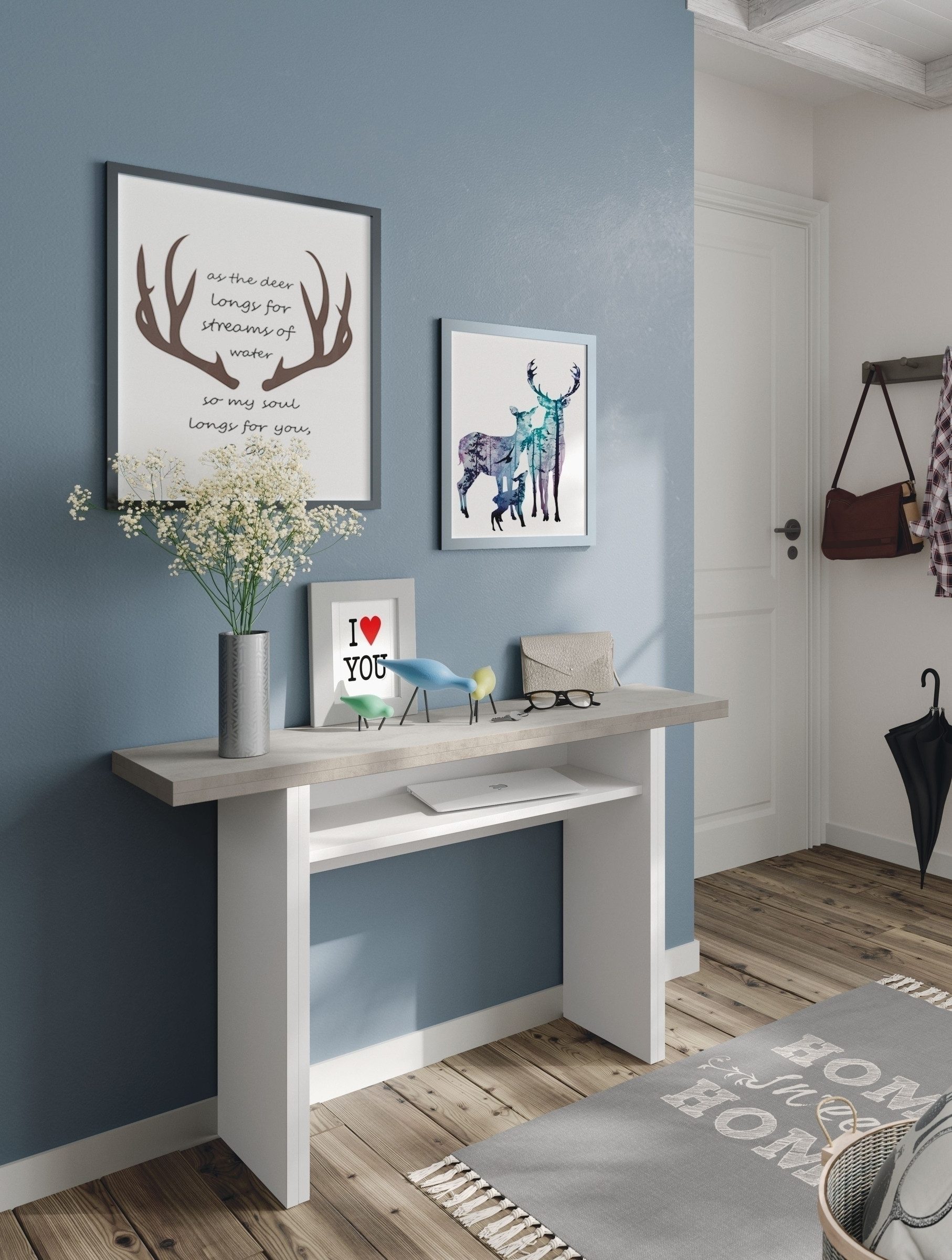 freiraum Klapptisch Tavolo, in Artik-Weiß/Beton-Grau - 120x77x35(70cm) (BxHxT)