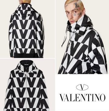 VALENTINO GARAVANI Winterjacke VALENTINO Optical Print Parka Trench-Coat Mantel Jacke Blouson Windbre