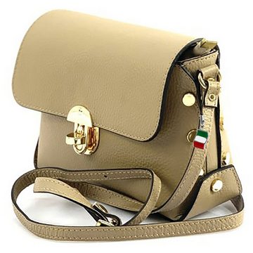 FLORENCE Umhängetasche Florence Umhängetasche Damen Tasche (Umhängetasche), Damen Leder Umhängetasche, taupe, beige ca. 22cm