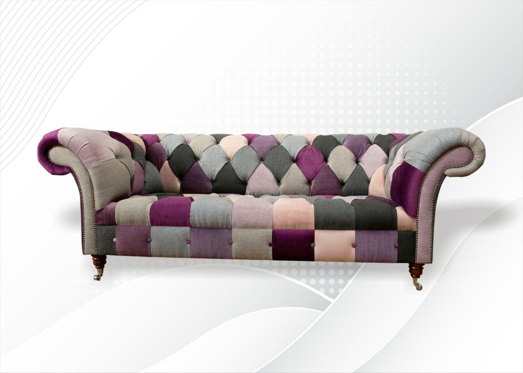 JVmoebel Chesterfield-Sofa Chesterfield 3 Sitzer Design Sofa Couch 225 cm, Made in Europe