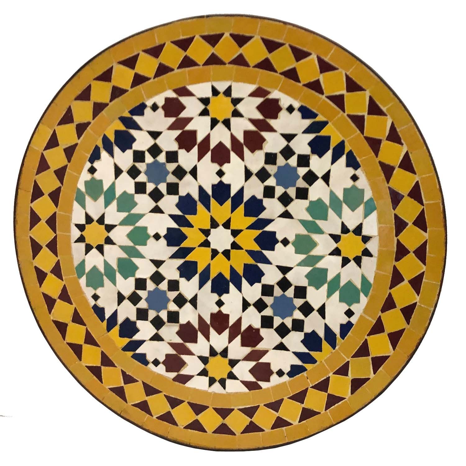 Casa Moro Beistelltisch Mosaik Beistelltisch Ø45cm Ankabut Gelb mit  Eisen-Gestell Höhe 50 cm, kleiner Mosaiktisch Couchtisch, Mediterraner  Gartentisch Sofatisch Balkontisch, MT2998, Kunsthandwerk