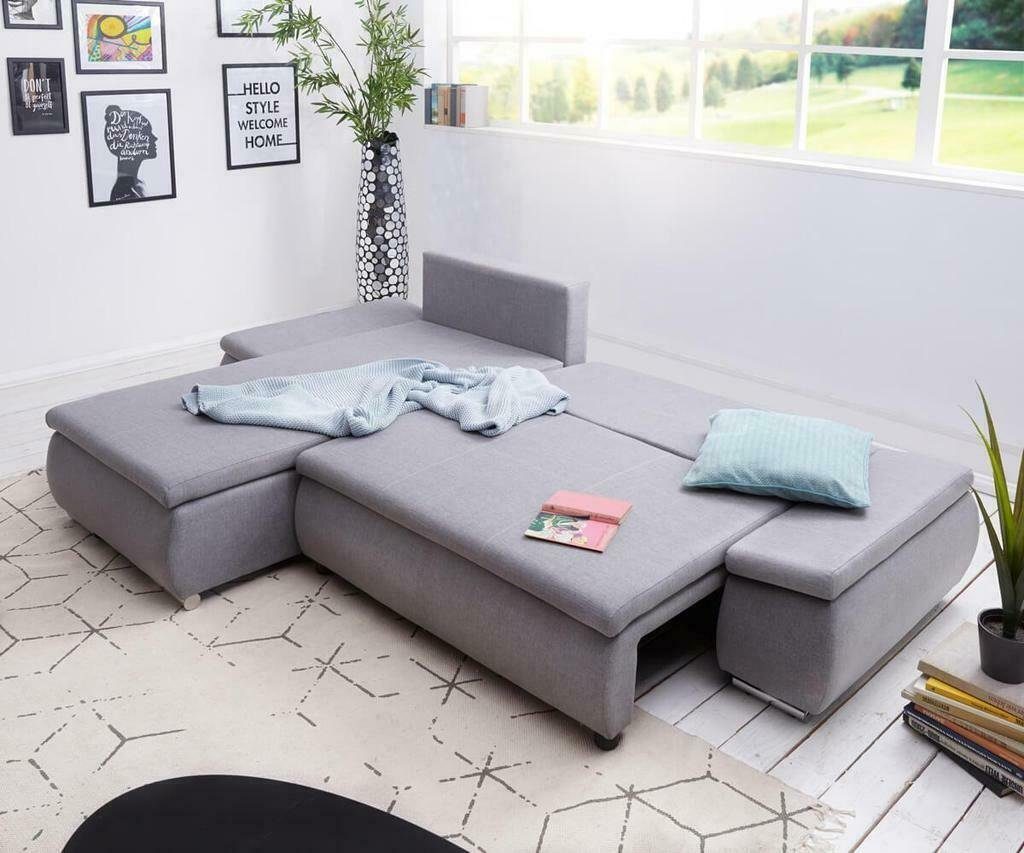 Schlafsofa Textil Sofa, Ecksofa L-form Design JVmoebel Sofa Bettfunktion Couch