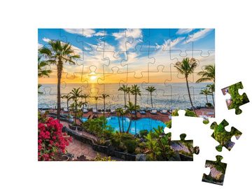 puzzleYOU Puzzle Sonnenuntergang an der Küste, Teneriffa, Spanien, 48 Puzzleteile, puzzleYOU-Kollektionen Spanien, Atlantik, Insel & Meer