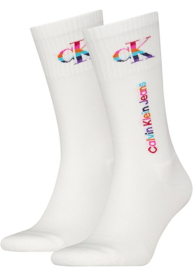 Calvin Klein Jeans Socken (Packung, 2-Paar) Crew Socks mit Regenbogen-Logo
