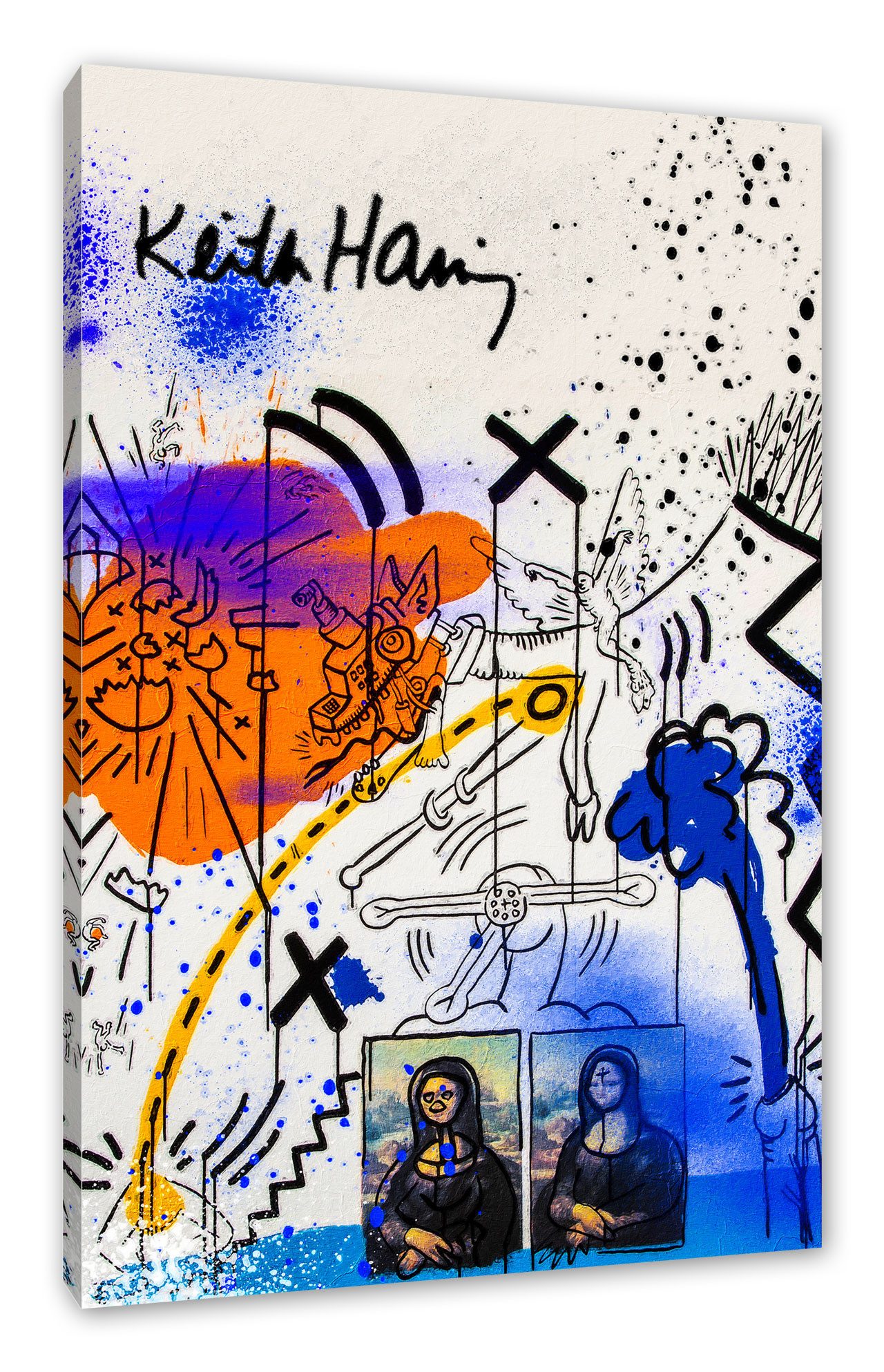Pixxprint Leinwandbild Pop Art - Keith Scribble Mona I, Pop Art - Keith Scribble Mona I (1 St), Leinwandbild fertig bespannt, inkl. Zackenaufhänger