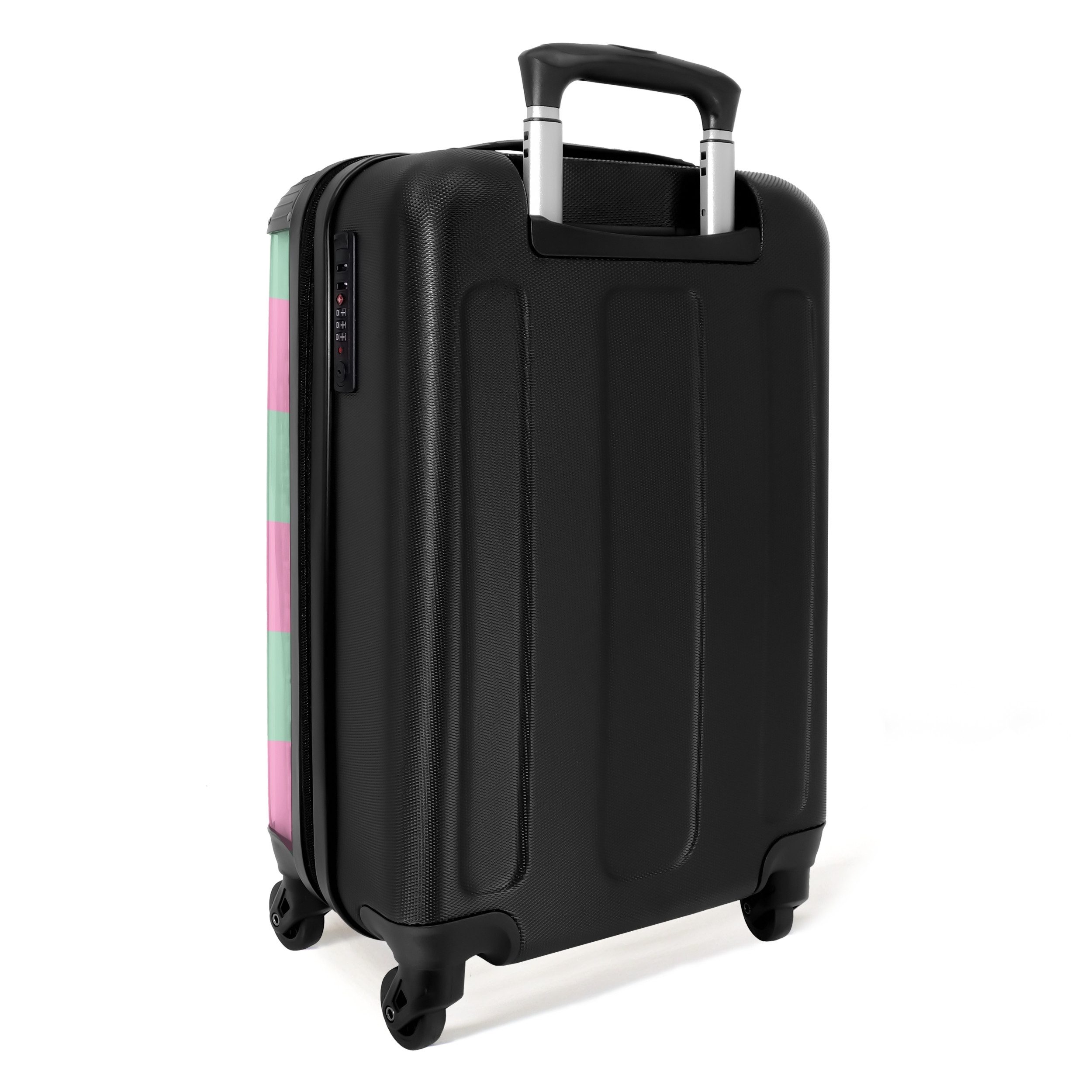 NoBoringSuitcases.com© Hartschalen-Trolley Rosa mit türkisem Schachbrettmuster 55x35x20cm, 4 Rollen, Handgepäck Koffer & Trolleys, Luggage, Reisekoffer Frauen