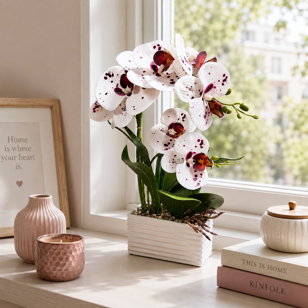Kunstorchidee PASCH® Orchidee künstlich wie echt in Hochglanz-Keramiktopf Orchidee, PASCH, Hochglanz Keramiktopf
