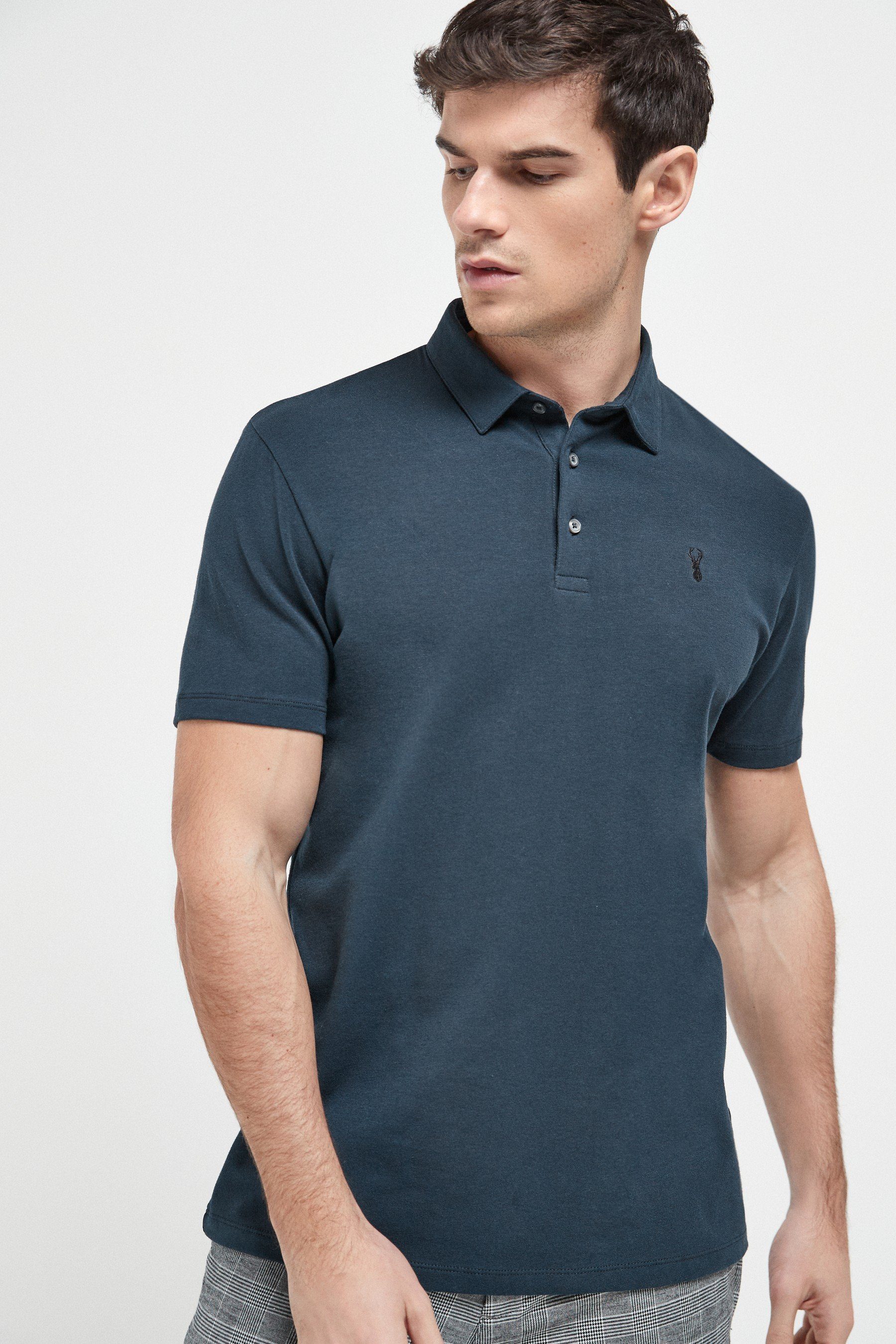 Jersey Poloshirt im aus Poloshirts 3er-Pack (3-tlg) Next Blue/Grey/Black