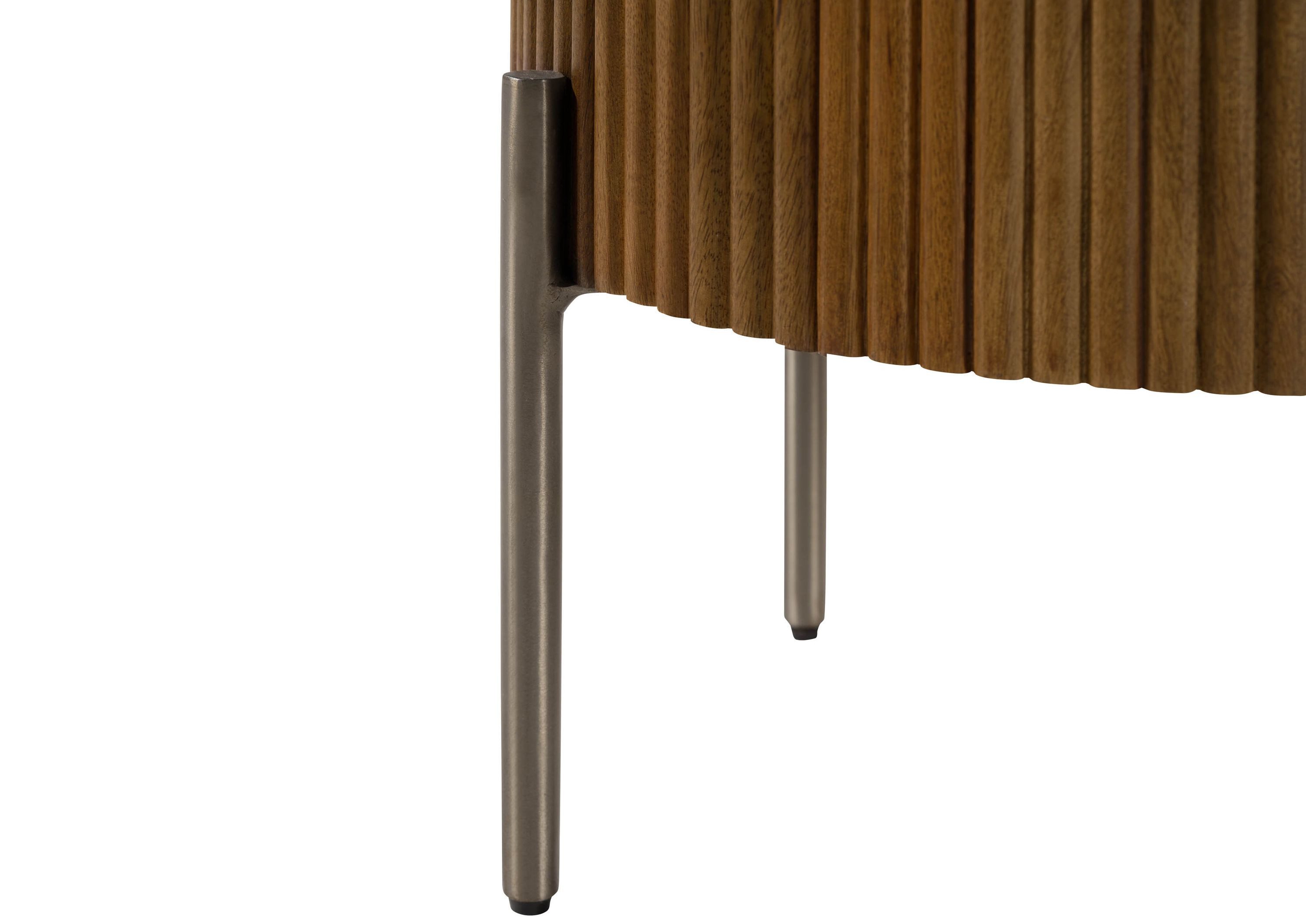 Massivmoebel24 Beistelltisch BARCELONA (Massivholz, Massivholztisch), rund Mango 40x40x52 braun lackiert / Marmor weiß BARCELONA #230
