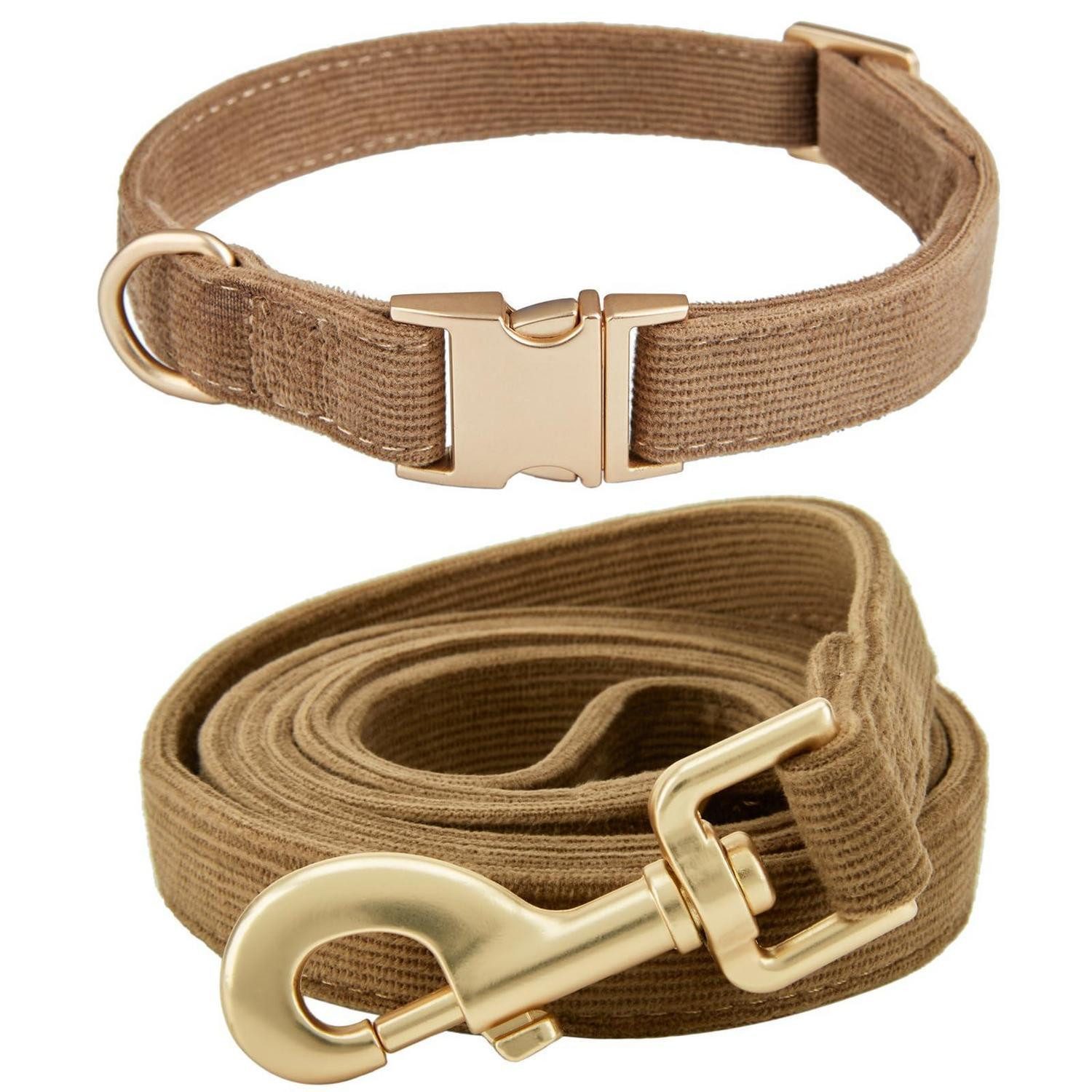 LuxusKollektion Hunde-Halsband Halsband & Leine Set Cord Braun M