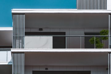 MuchoWow Balkonsichtschutz Interieur - Grau - Hell (1-St) Balkonbanner, Sichtschutz für den Balkon, Robustes und wetterfest