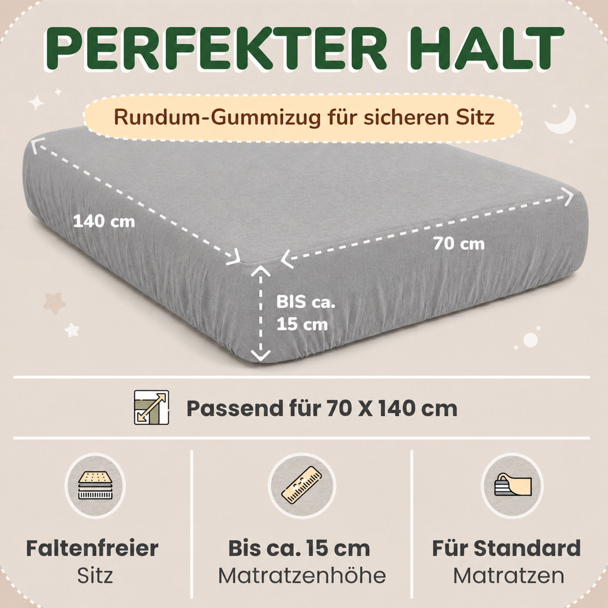 leevitex® Spannbettlaken in verschiedenen Größen und Farben, Jersey aus 100% Baumwolle, Jersey, Gummizug: rundum, (1 Stück), in verschiedenen Größen und Farben, Jersey aus 100% Baumwolle