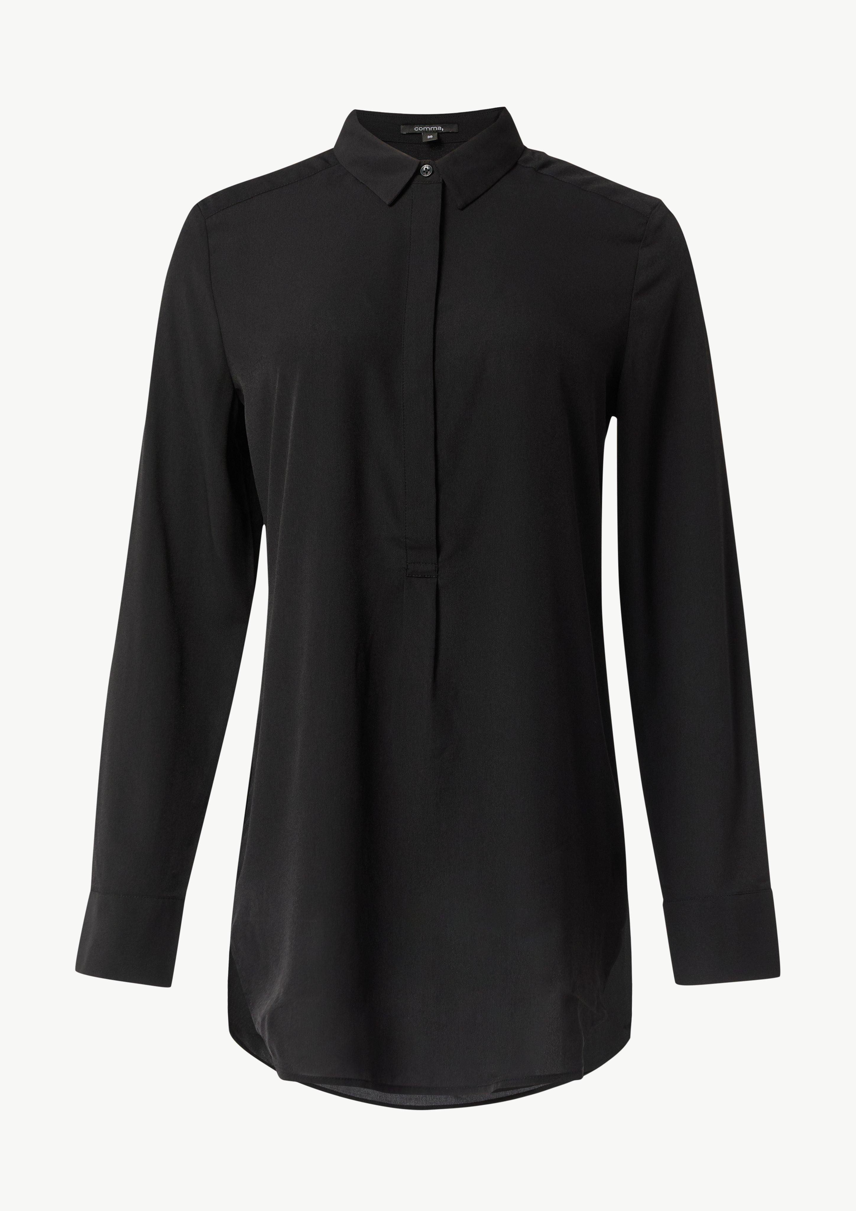 Langarmbluse Weich fließende Longbluse aus Chiffon