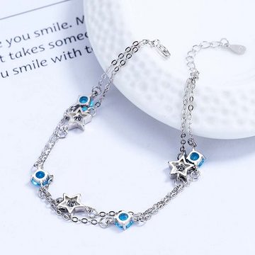 FIDDY Charm-Armband Sternenarmband, doppelte Kette mit farbigen Zirkonia-Steinen (1-tlg), Bezauberndes Geschenk für Frauen, perfekt für besondere Anlässe