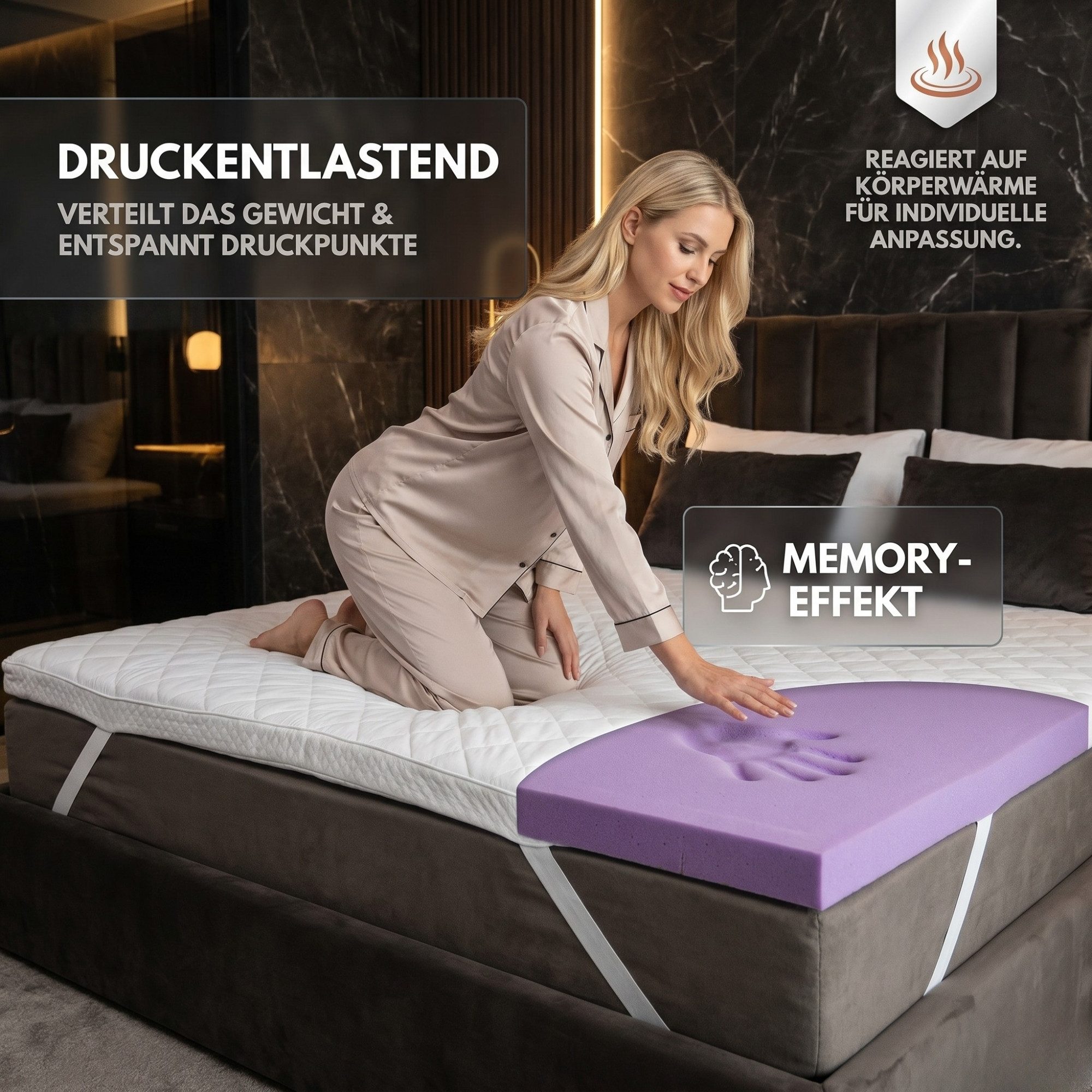 Arensberger, Topper SOFT PLUS Matratzentopper, Memory Foam, Visco 7 cm, für alle Matratzen, 7 cm hoch, Memory Schaum, (100 x 200 cm, 100x200cm), Memoryschaum, rutschfest, waschbarer Bezug, 90x200 140x200 & mehr