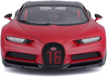 Bburago Modellauto Bugatti Chiron Sport (schwarz-rot), Maßstab 1:18, detailliertes Modell