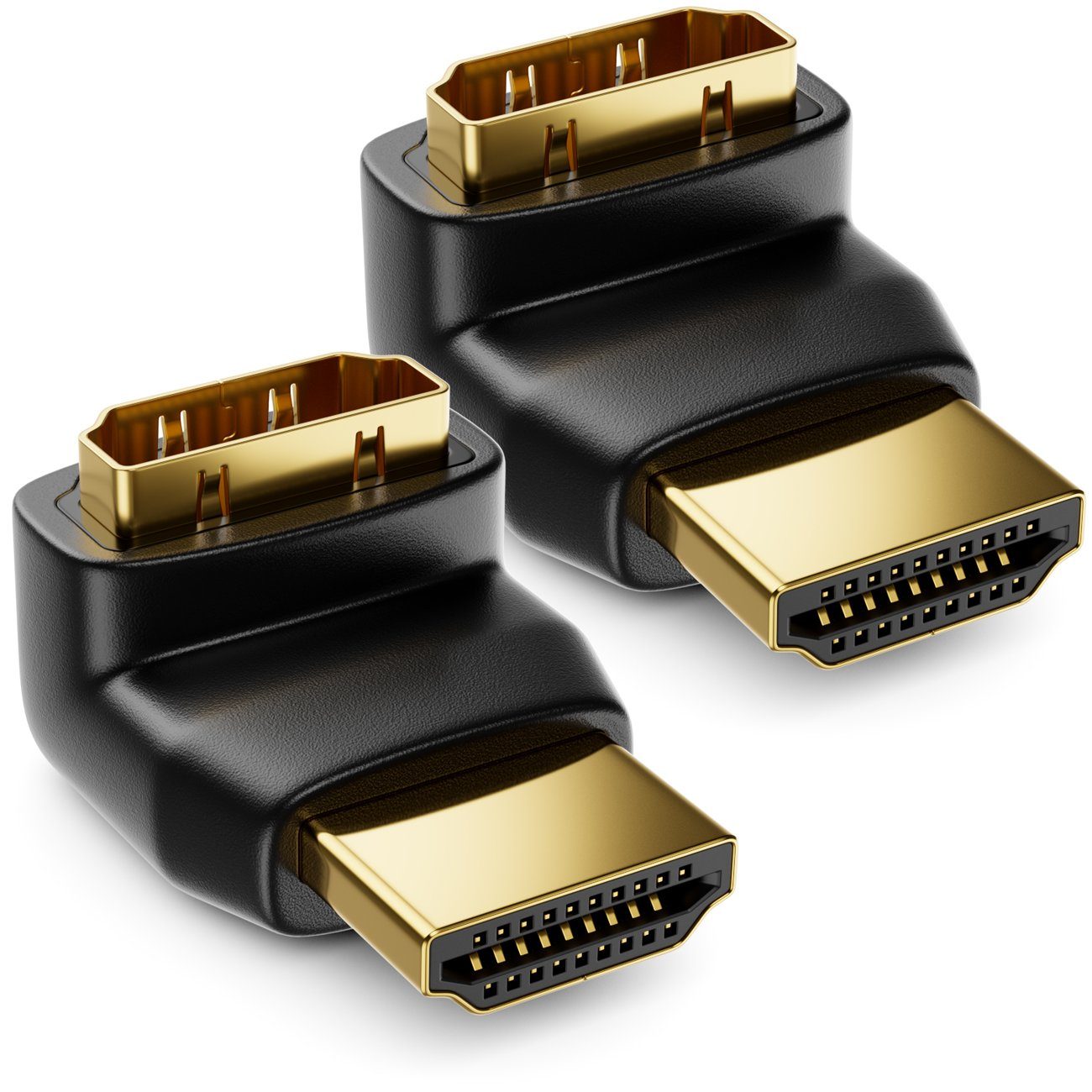 deleyCON deleyCON 2 HDMI 90° Winkeladapter im Set HDMI Typ A 4K UHD 3D Full HD HDMI-Kabel