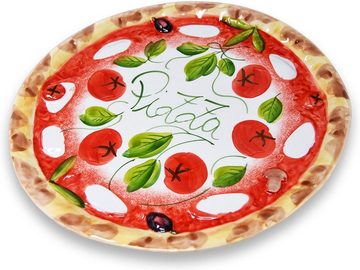 Lashuma Pizzateller Tomate Mozzarella, (1 St), Runde Keramik Pizzaplatte groß Ø 33 cm