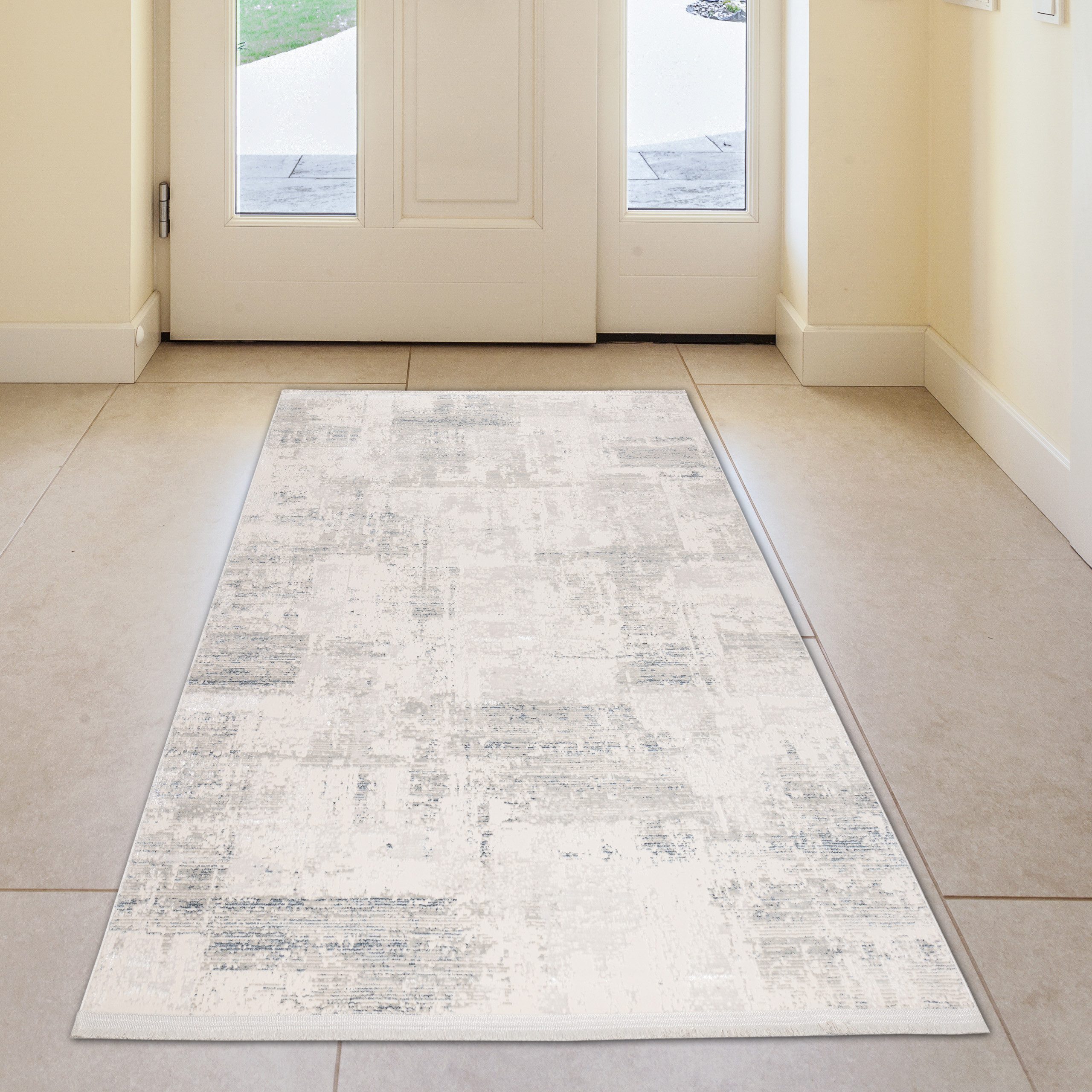 TeppichHome24 Teppich Moderner glänzender Wohnzimmer-Teppich in blau-weiß, günstig online kaufen