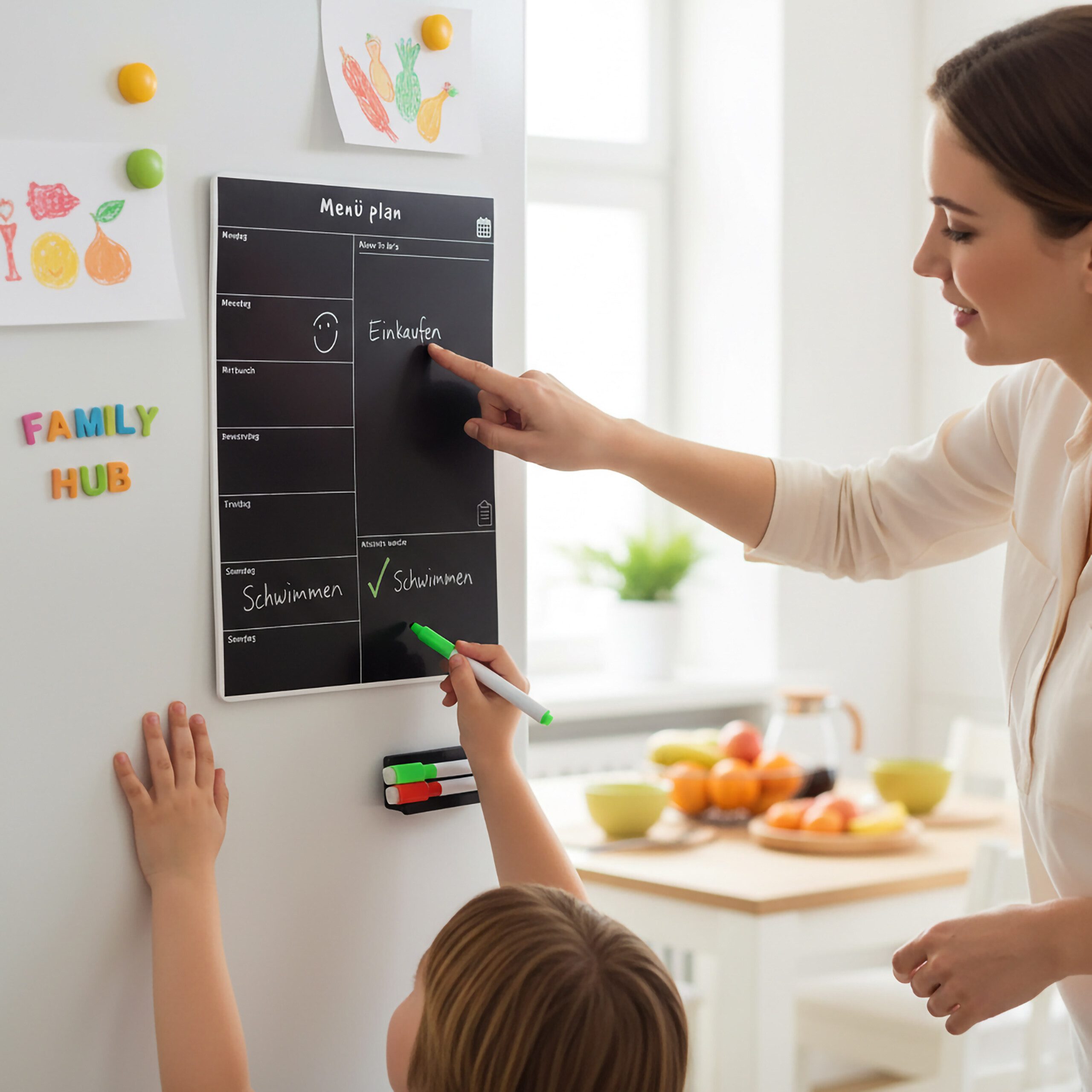 relaxdays Memoboard Speiseplan Wochenplaner magnetisch