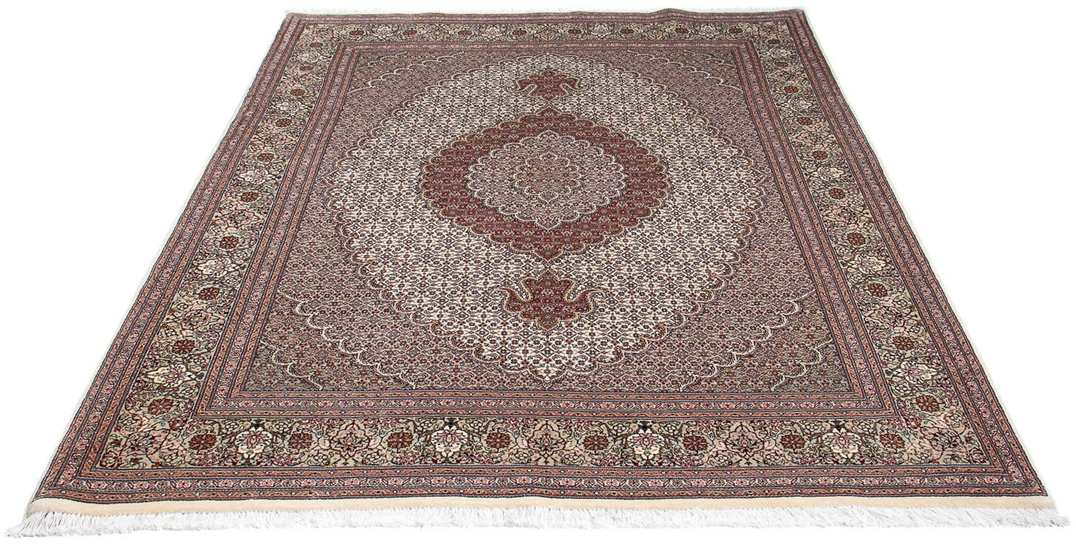 Orientteppich Perser - Täbriz - Royal - 205 x 153 cm - hellbraun, morgenland, rechteckig, Höhe: 7 mm, Wohnzimmer, Handgeknüpft, Einzelstück mit Zertifikat