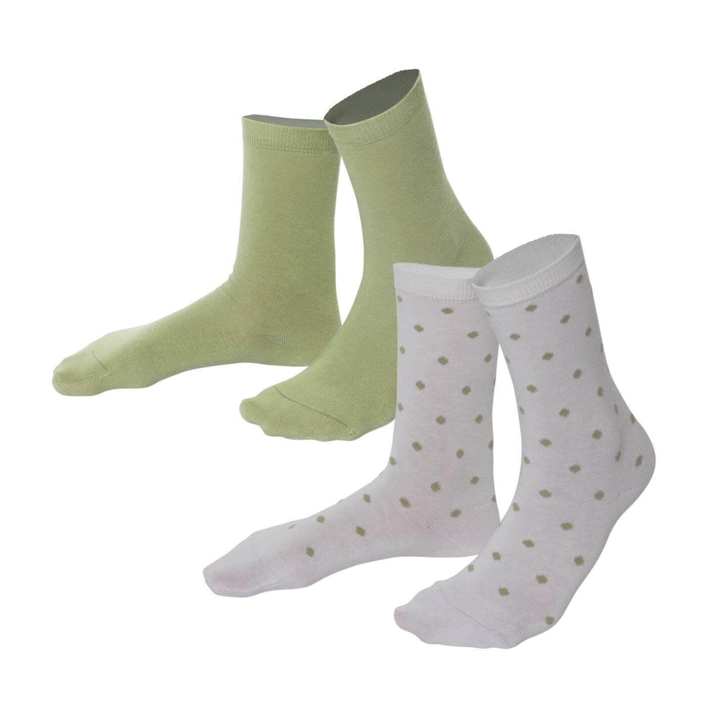 LIVING CRAFTS Socken BETTINA gepunktet, Uni-Ton im einmal passenden Einmal dezent Pistachio