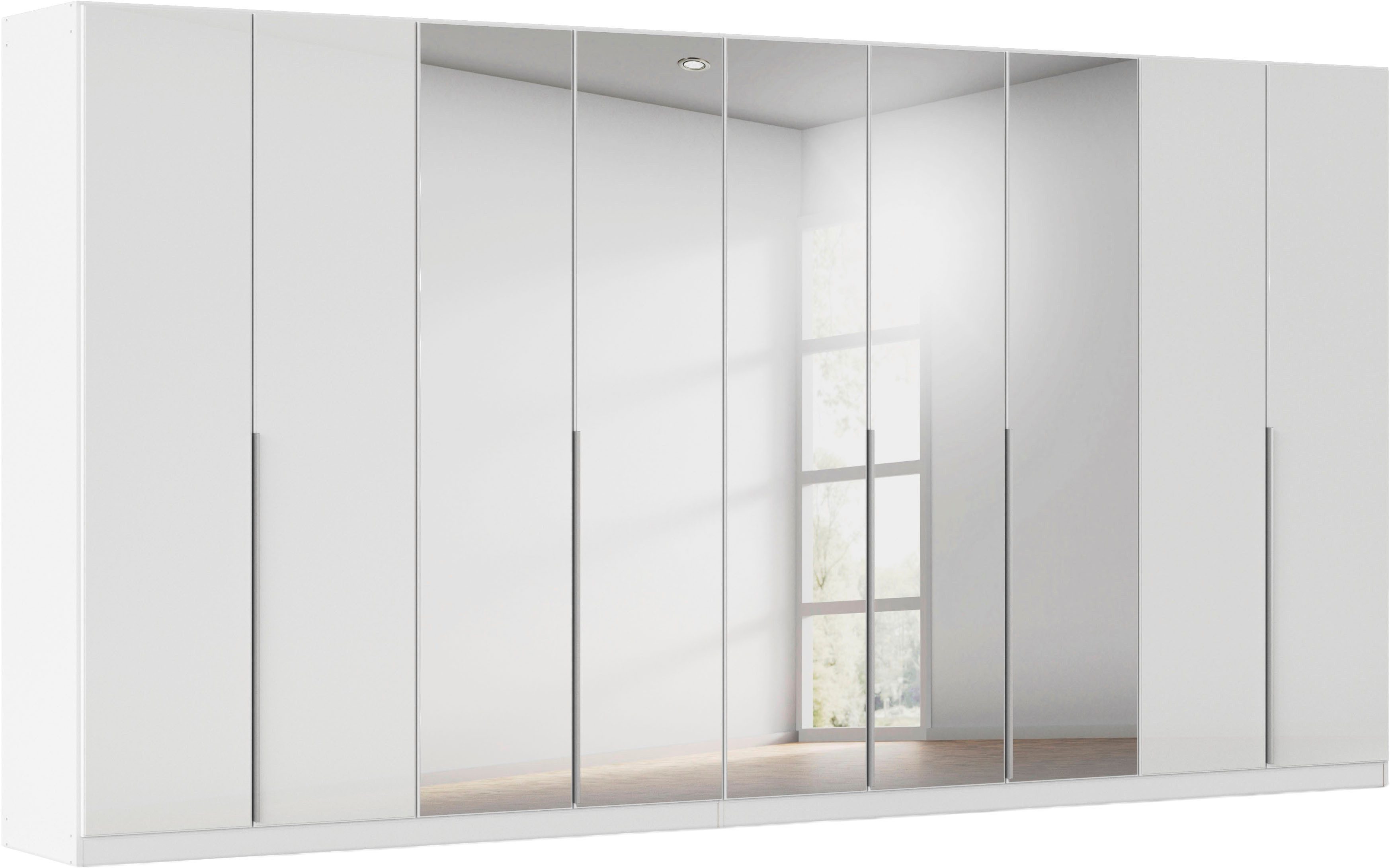 OTTO home Drehtürenschrank Kleiderschrank Schrank Garderobe AGORDO mit Glasfront und Spiegel (in zwei Griff-Farben, Breiten 91-405 cm) durchdachte Innenausstattung, in 8 Breiten und 2 Höhen MADE IN GERMANY