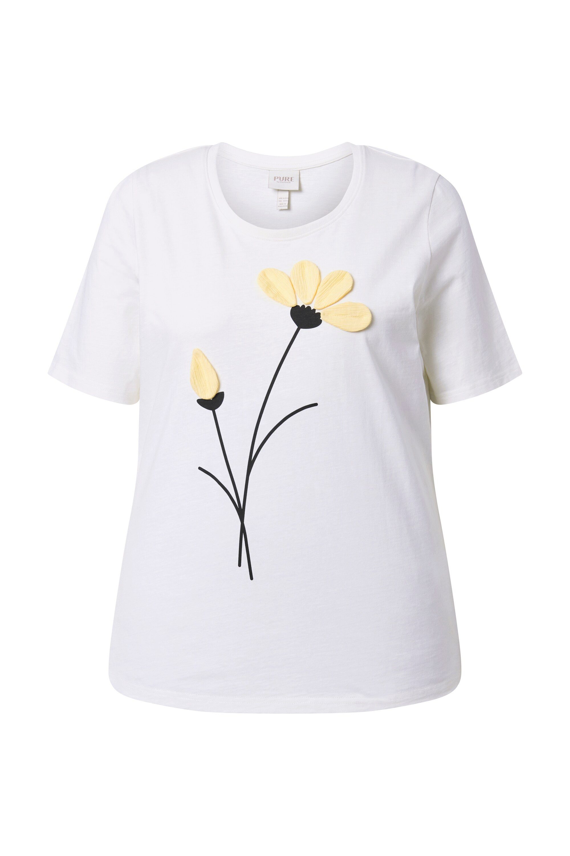 T-Shirt T-Shirt Blüten Rundhals Halbarm Biobaumwolle