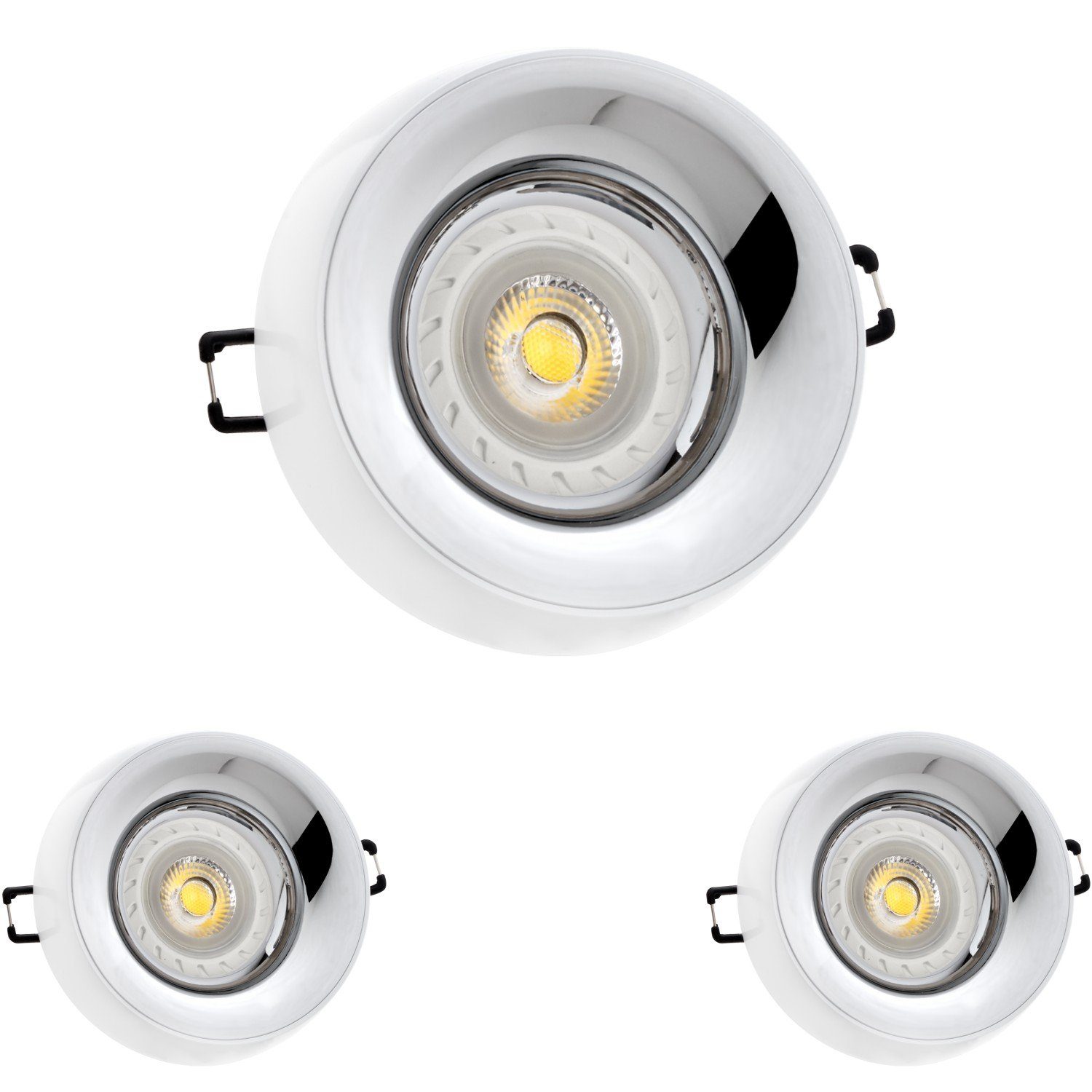 Markenstrahler Einbaustrahler Einbaustrahler GU10 von LEDAND Weiß Set LEDANDO LED LED mit 3er LED