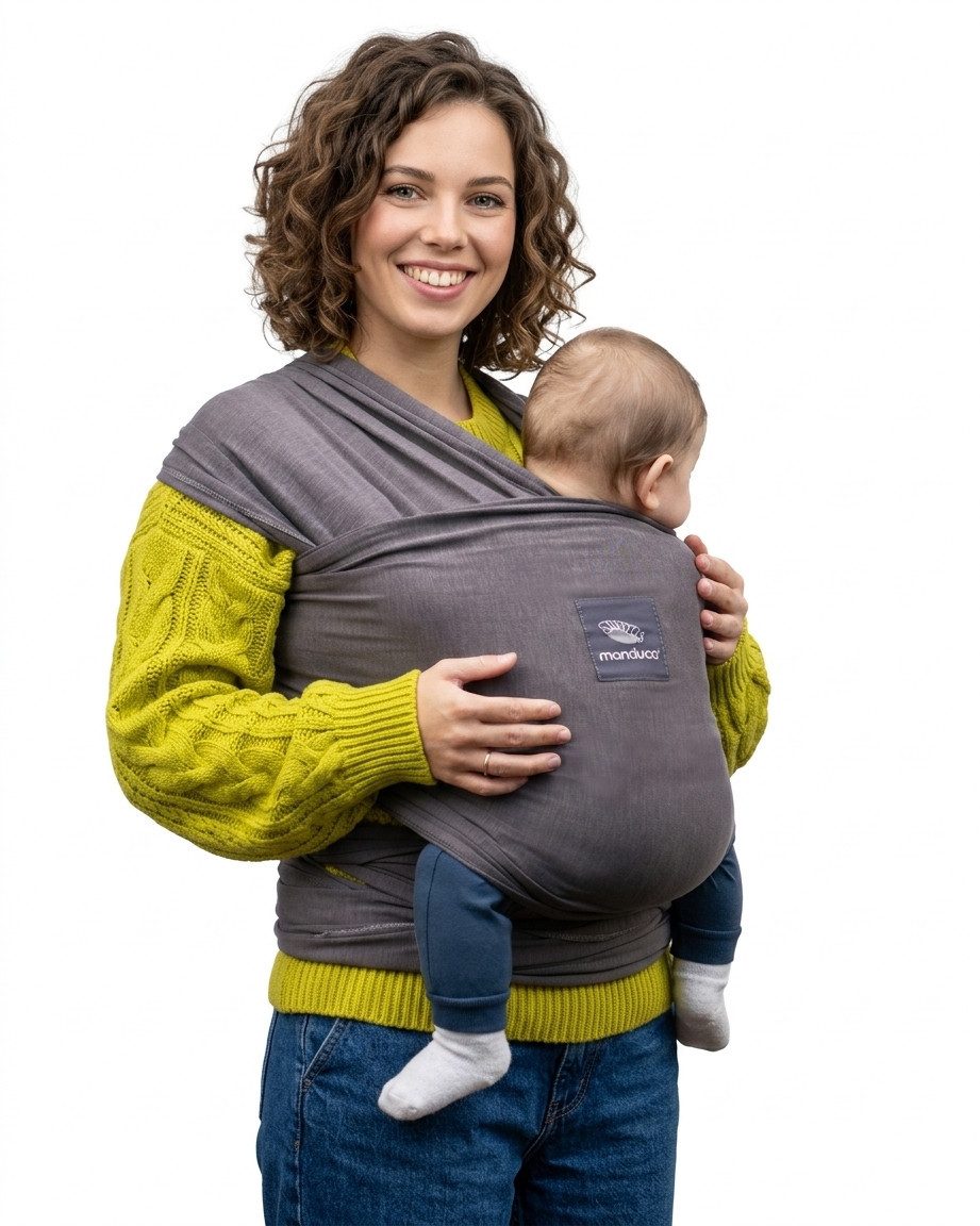 manduca Babytrage manduca Sling - Babytragetuch - Elastische Babytrage, Unterstützt die natürliche M-Position beim Baby.