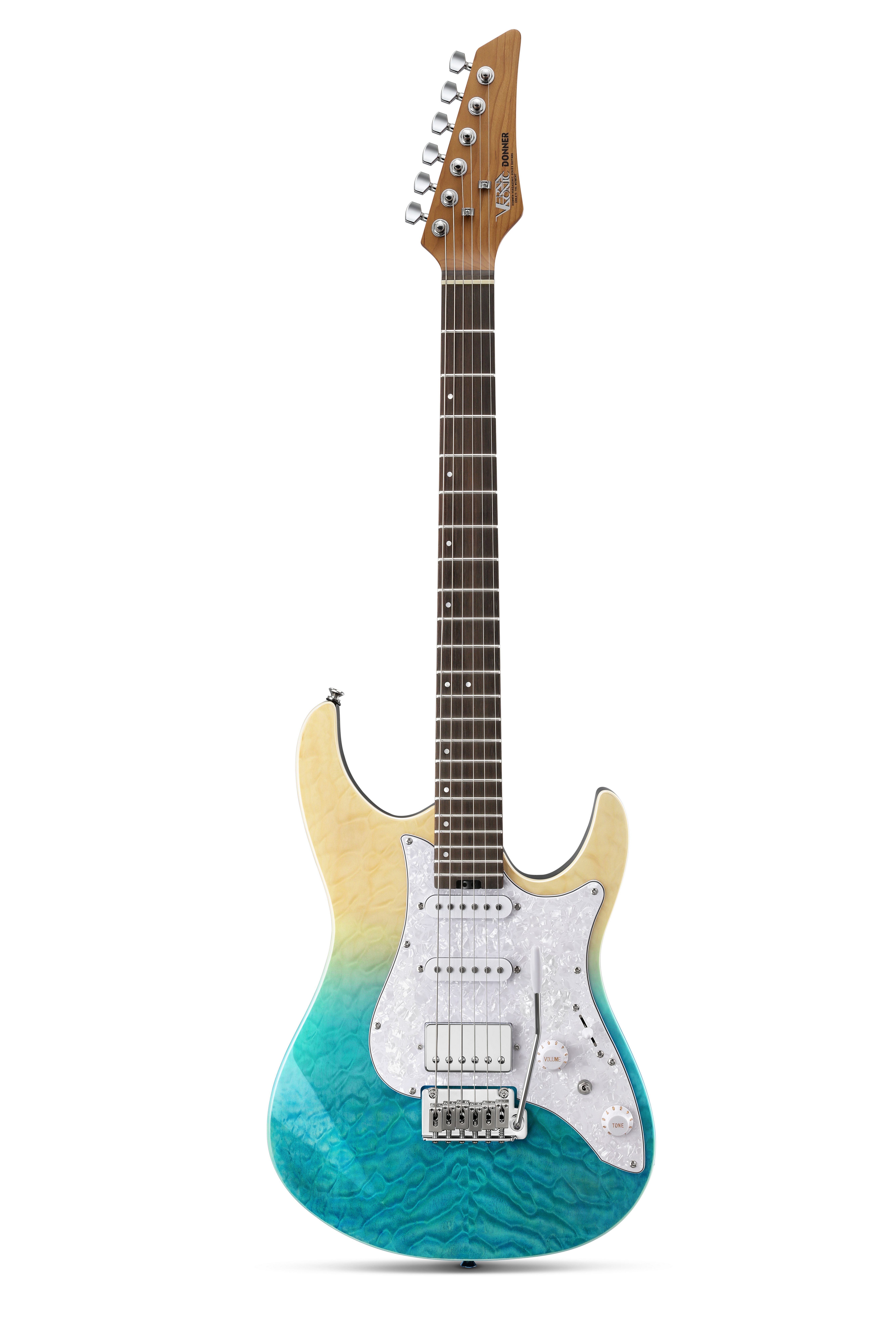 Donner E-Gitarre 7-Ton-Auswahlsystem, HSS/ SSS Pickups, Roasted Maple Hals, DST-550, SUPERST, Wasserdichte Aufbewahrungstasche, E-Gitarre, 7-Ton-System