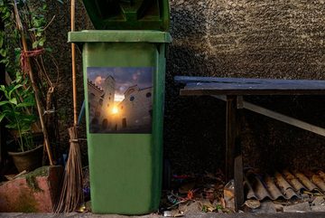 MuchoWow Wandsticker Der Große Turm der Stadt San Gimignano in Italien (1 St), Mülleimer-aufkleber, Mülltonne, Sticker, Container, Abfalbehälter
