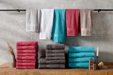 my home Handtücher »Juna« (8-St), im Set und als Serie, Handtuchset mit feiner Struktur-Bordüre, weiche Handtücher in modernen Unifarben, Handtuch aus 100% Baumwolle