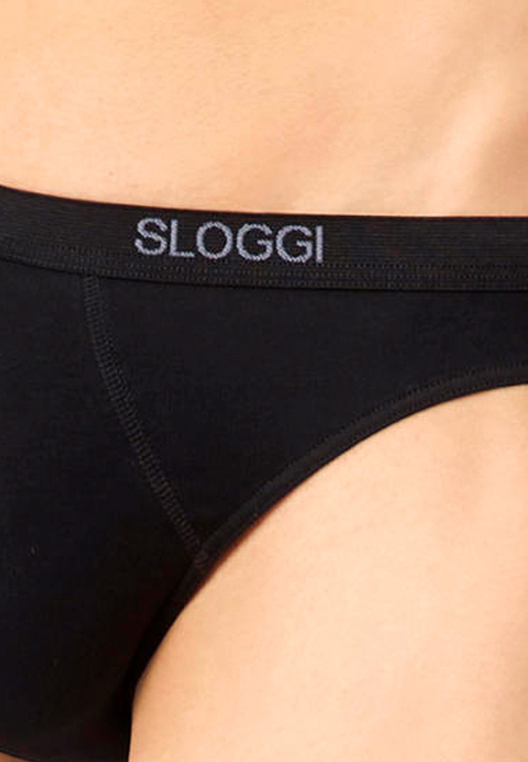 Sloggi Slip 6er (Spar-Set, - 6-St) / Slip Mini Ohne - Baumwolle - Schwarz Unterhose Pack Basic Eingriff
