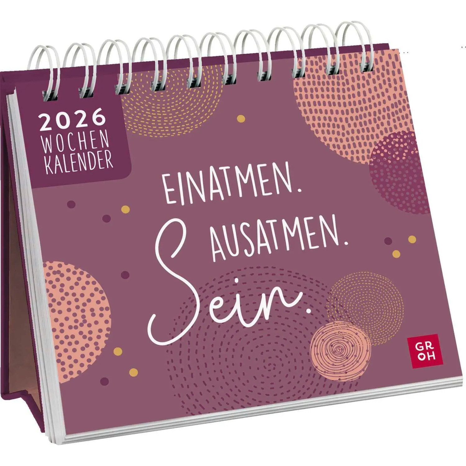 groh Verlag Tischkalender Mini-Wochenkalender 2026: Einatmen. Ausatmen. Sein.