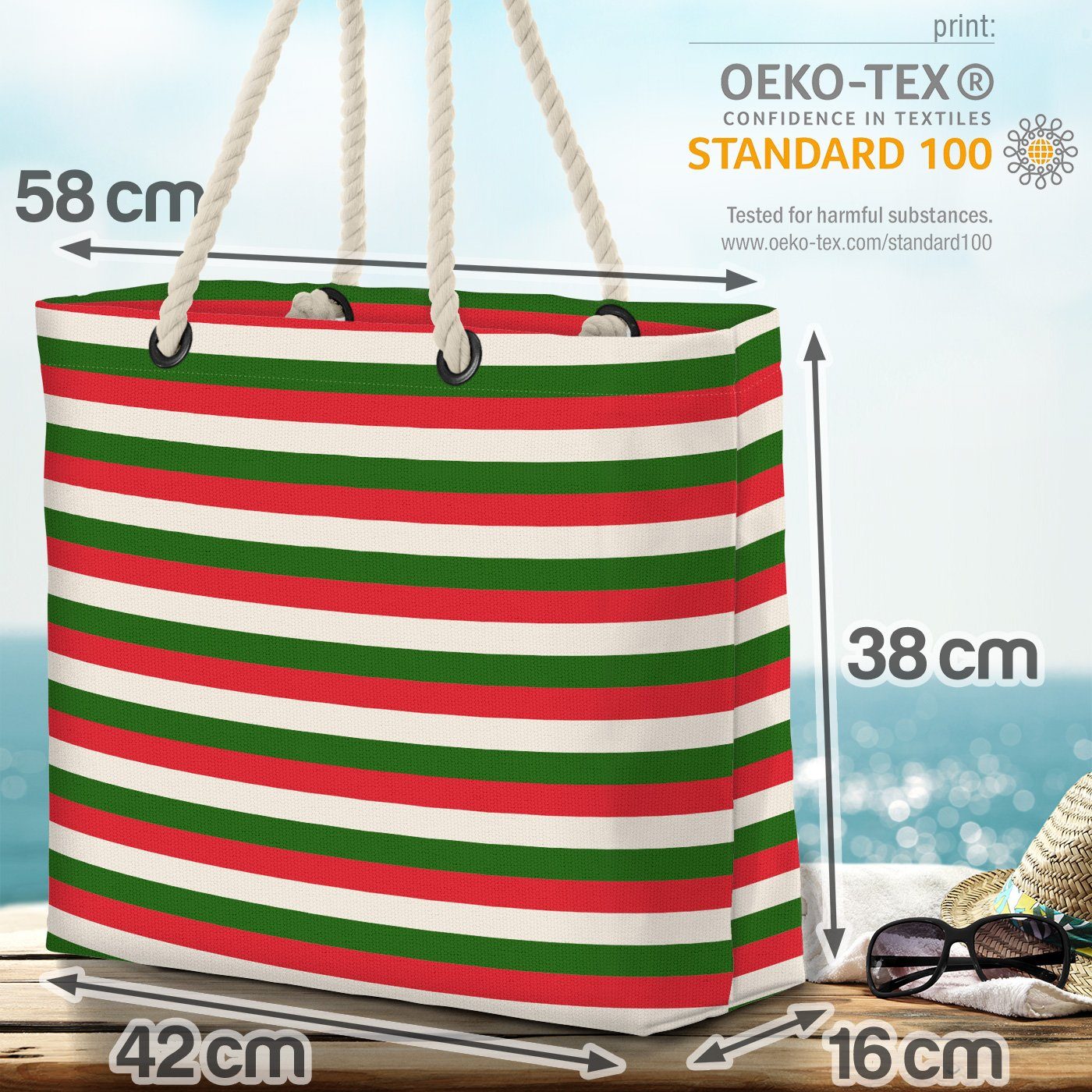 Bag VOID Weihnachten gestreift Weihnachte Deko Beach (1-tlg), Muster Winter Strandtasche Dekoration Design