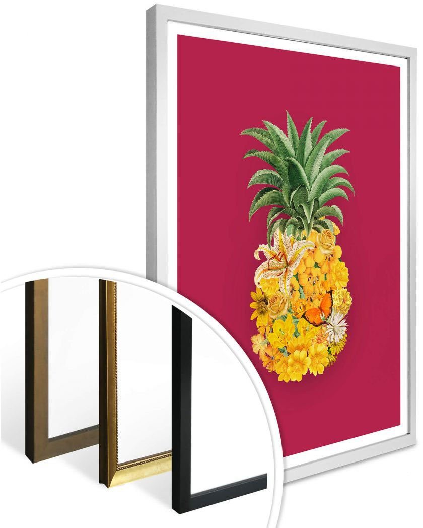 Wall-Art Poster Ananas (1 Blume Blumen St) Pink