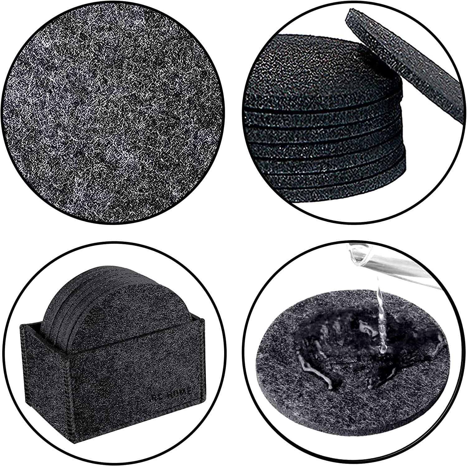 Montegoni Glasuntersetzer Filz Untersetzer 14er Set inkl. Box, Schwarz untersetzer für gläser, Zubehör für Tisch Design Glasuntersetzer für Getränke, Bar, Tasse – Bild 2 von 5