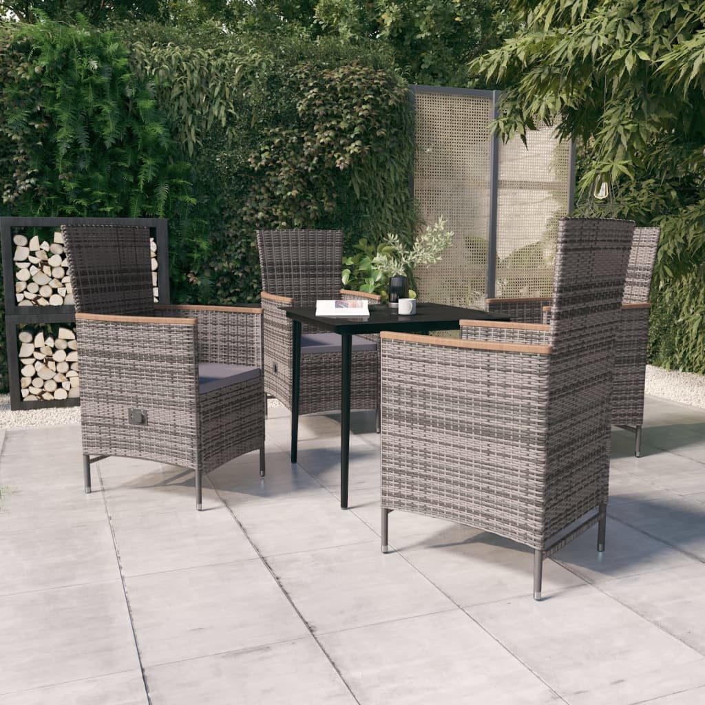 Garten-Essgruppe 80 cm Tischlnge 5-tlg Garten-Essgruppe mit Kissen Grau Sitzgruppe Set