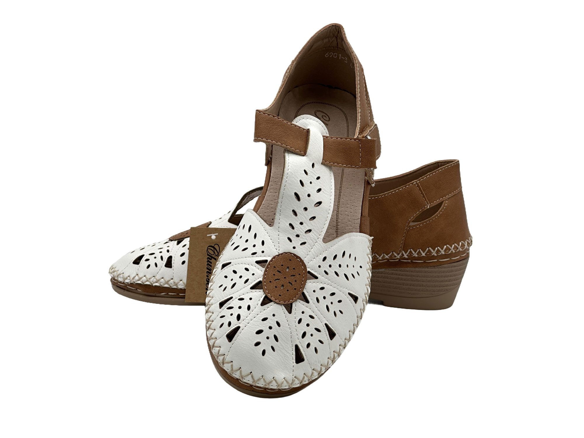 Nowaland Damen Komfort Sandalen mit Klettverschluss und Keilabsatz Sandale Atmungsaktiv, weich gepolstert, flexible Laufsohle