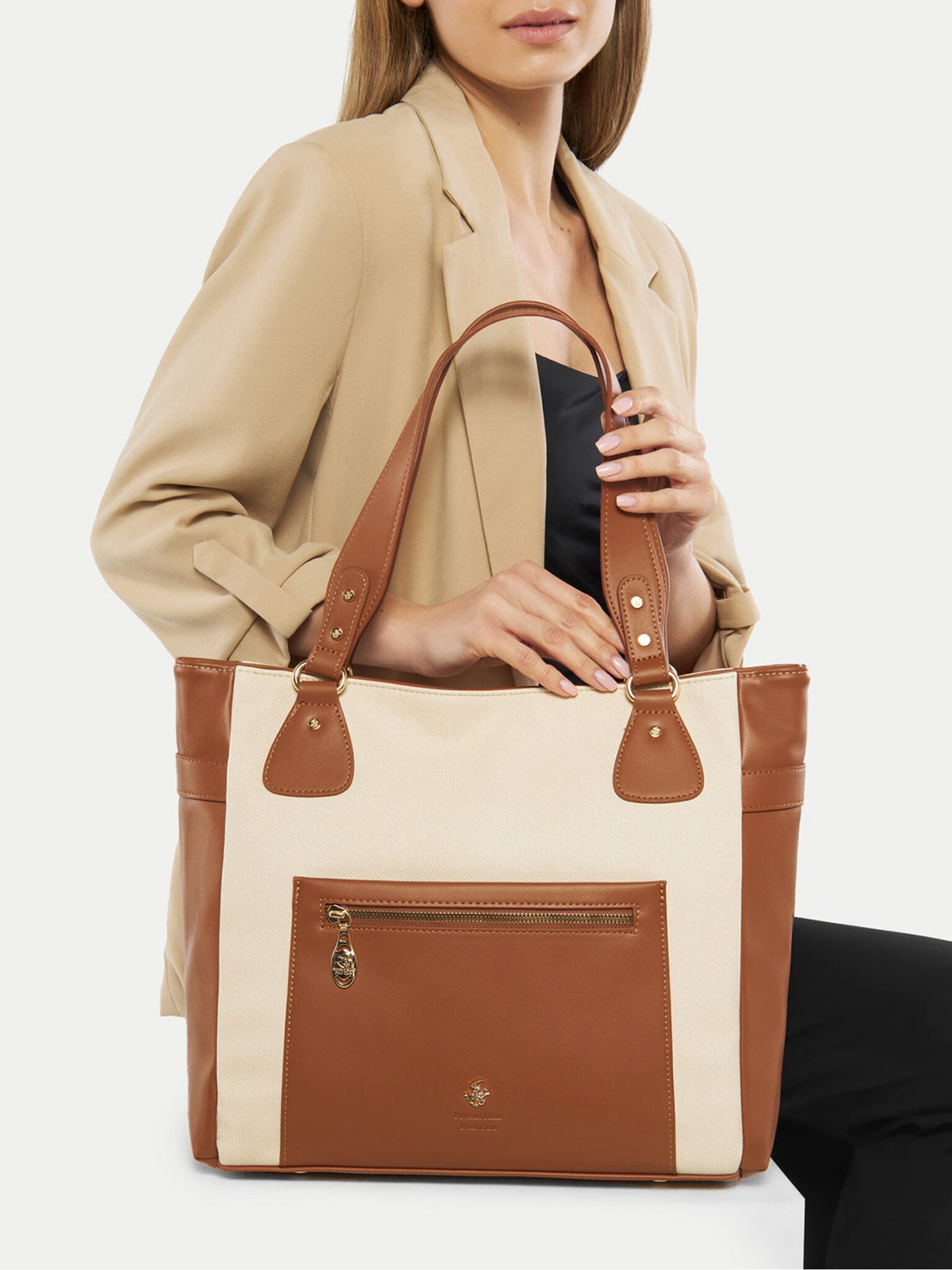 BEVERLY HILLS POLO CLUB Handtasche Beverly Hills Polo Club Damenhandtasche Braun BHPC-C-002-07