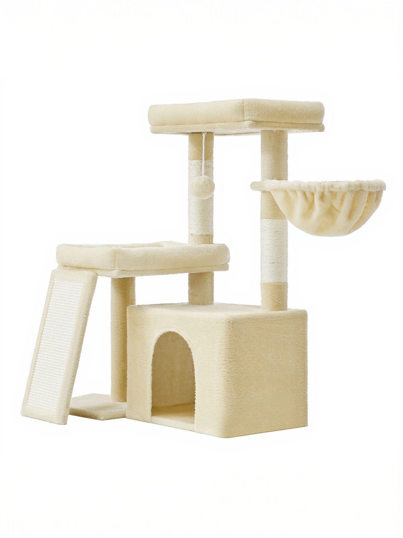 FEANDREA Kratzbaum, 85,8 cm H, Katzenbaum mit Kratzrampe und großer Plattform