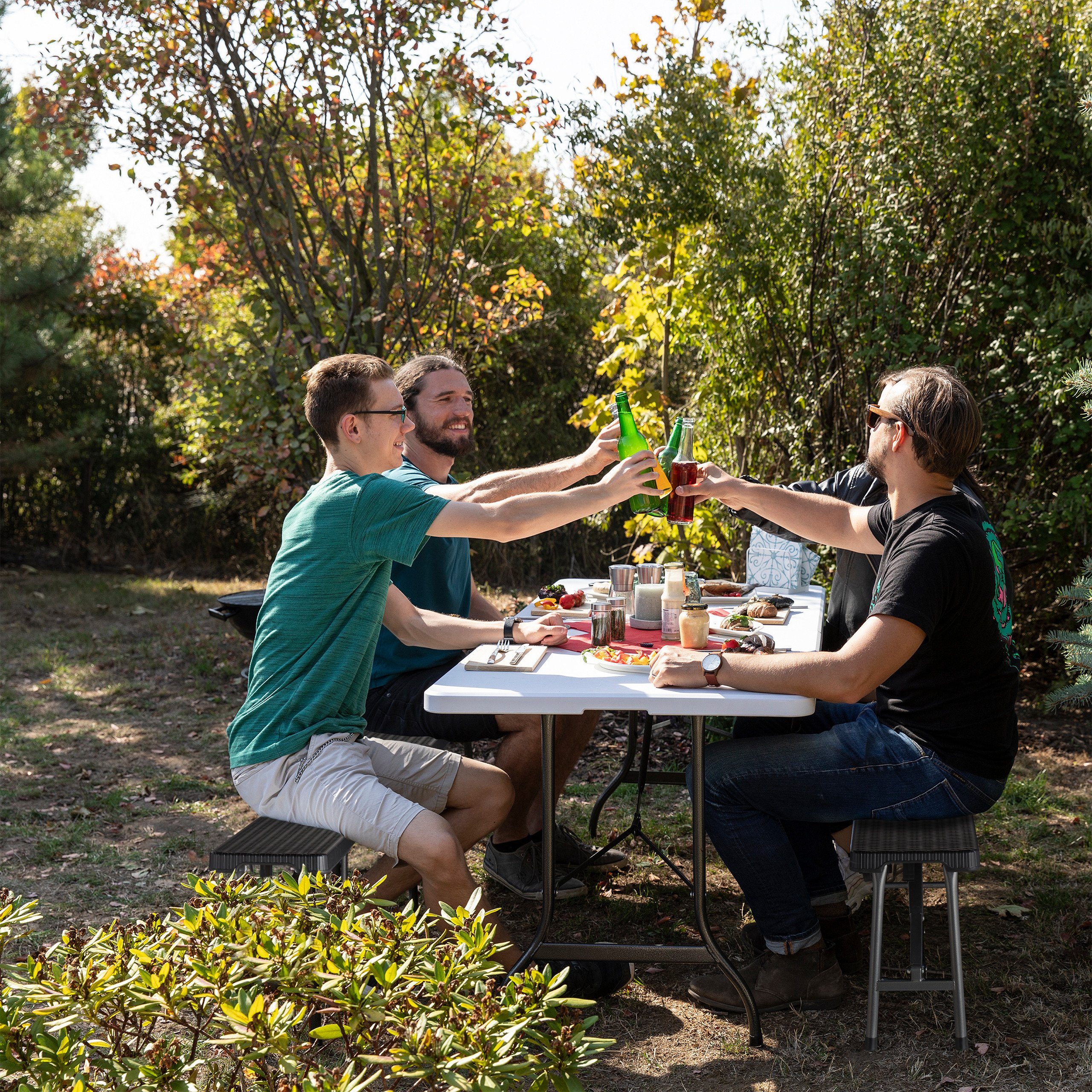 relaxdays Bierzeltgarnitur Bierbank 2er Set schwarz