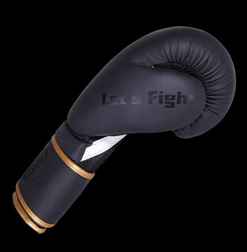 BAY-Sports Boxhandschuhe Lets Fight Box-Handschuhe gold Mesh Boxen Kickboxe