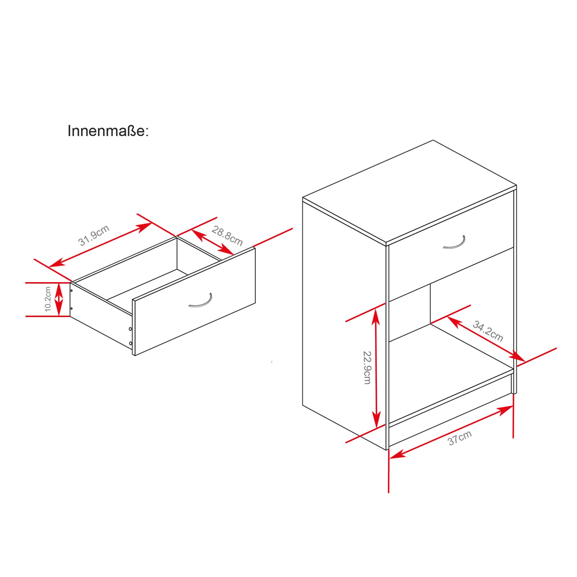 HTI-Line Nachtkommode Nachtschrank Nina mit Schublade (Stück, 1 St., 1 Nachtschrank), Nachttisch Nachtkommode Nachtkonsole